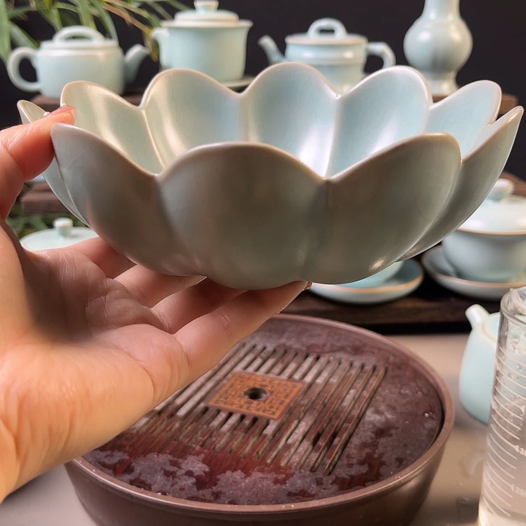 原矿仿古釉莲花洗