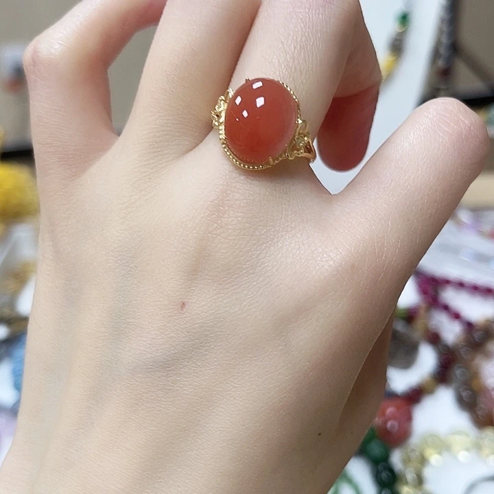 石英石纯铜樱桃红大蛋面