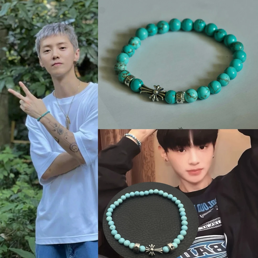 榴莲手作定制做旧复古日系绿石子情侣手链925手链做旧算盘珠