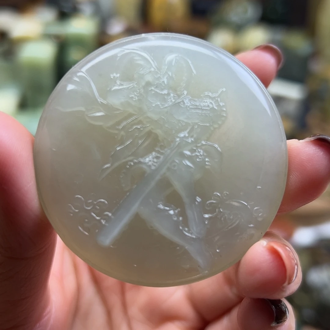 岫玉未镶嵌颈饰岫玉灰冰料大圣