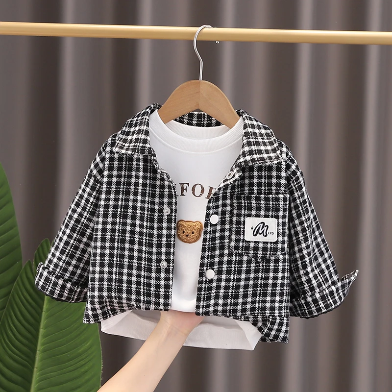 男童外套春秋装2025新款宝宝小童韩版小香风格子夹克衫洋气上衣潮