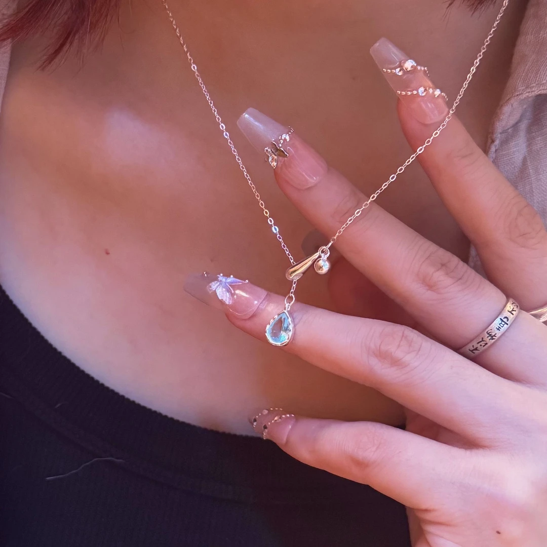 坠链均925银 GALI设计师款「蓝色眼泪」项链气质百搭通勤2025新款