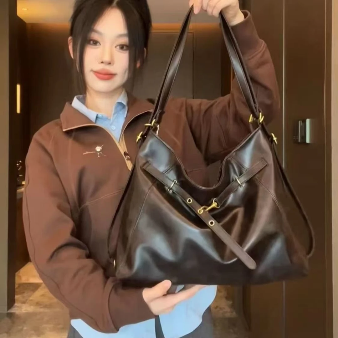 一包三用托特包2025新款高颜值晕染复古感水桶一包多背托特双肩水