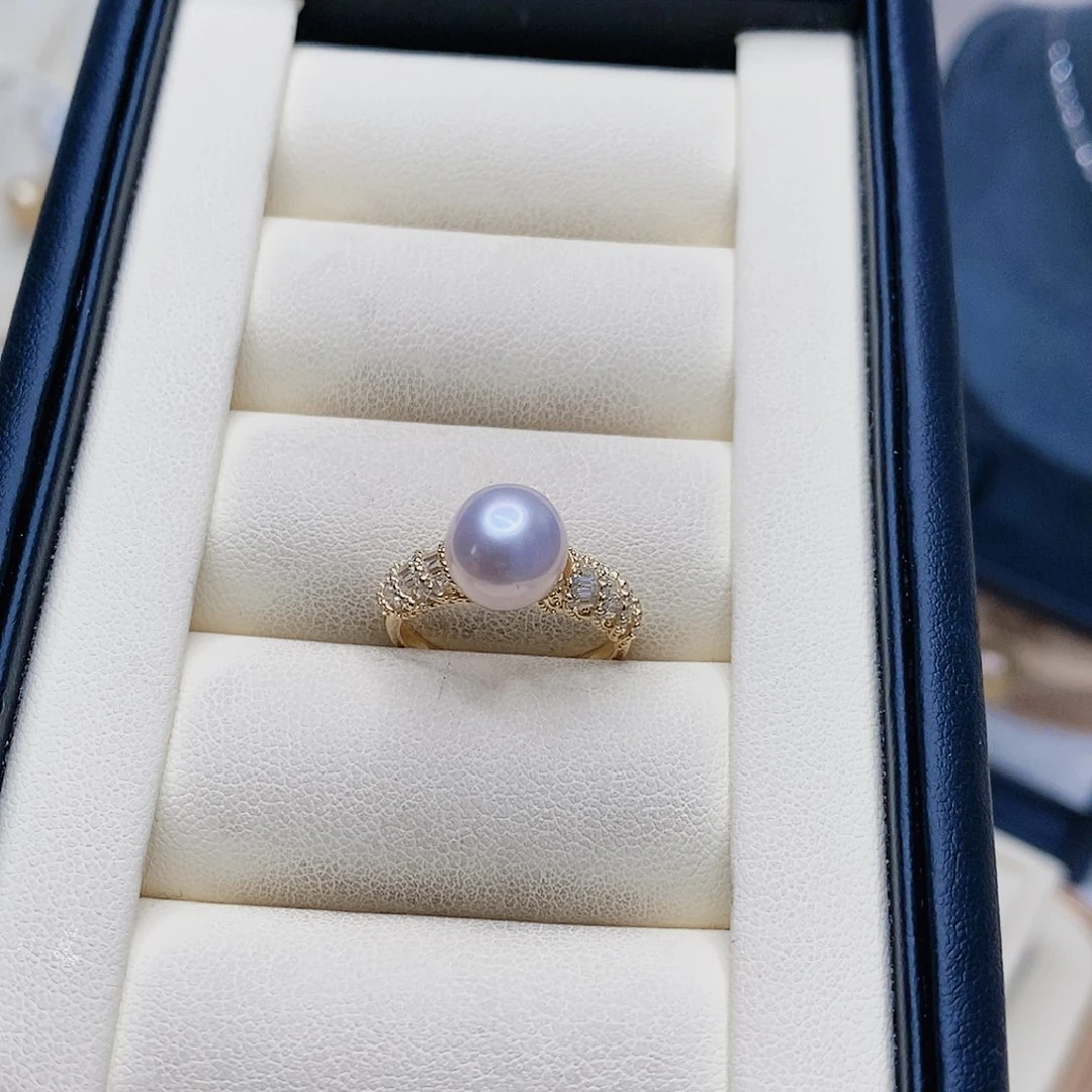 淡水珍珠戒指银S925镶嵌咕***¥