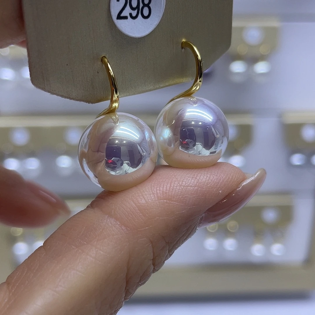 耳饰银S925镶嵌淡水珍珠