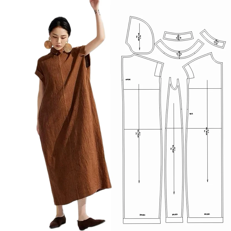 布期而制463纸样新款翻领连衣裙做衣服样服装剪图纸