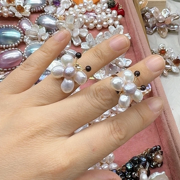 淡水珍珠发饰银S925镶嵌