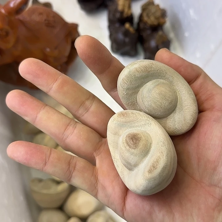 木香樟木6元宝一对