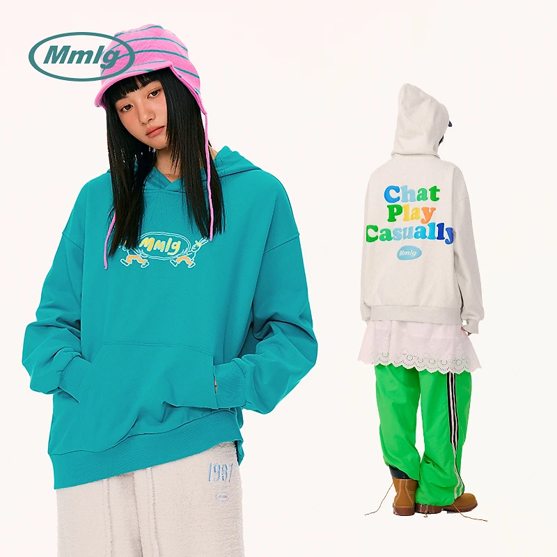 Mmlg25年新品情侣款重磅自发热连帽卫衣胸前个性发泡印花EQA029