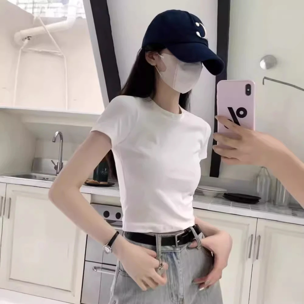 休闲打底修身时尚百搭重磅精棉上衣短裤套装女2025新款爆款洋气