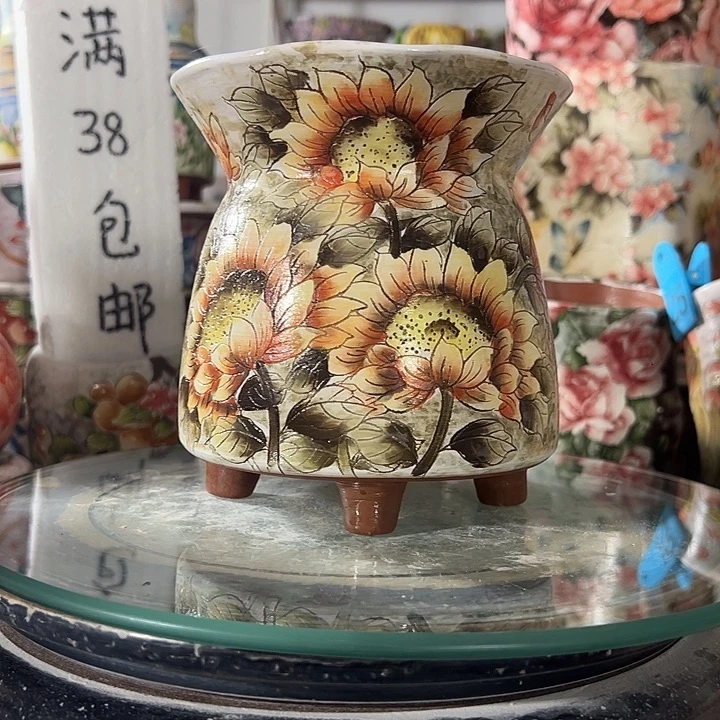 景德镇手绘花盆满38包邮偏远地区除外