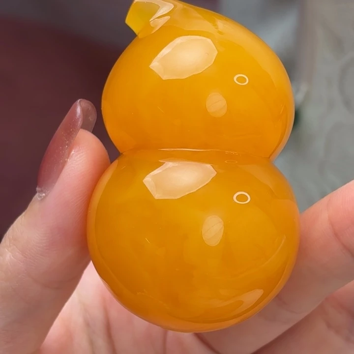 未镶嵌琥珀裸石橘红满蜡葫芦