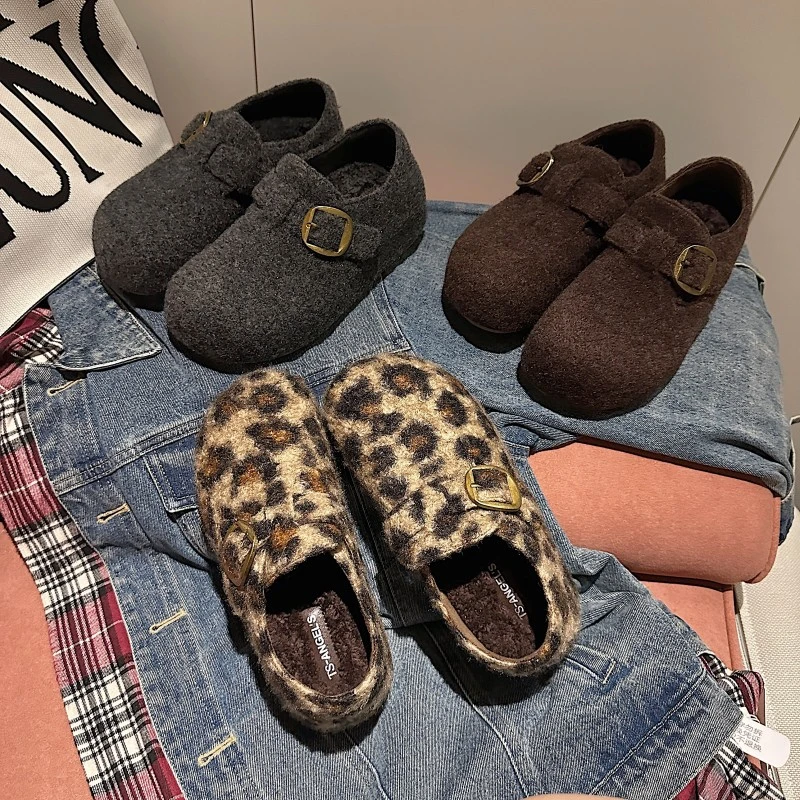 【增高3.5/5】TS新款加绒加厚勃肯鞋2025秋冬保暖时尚简约休闲鞋女