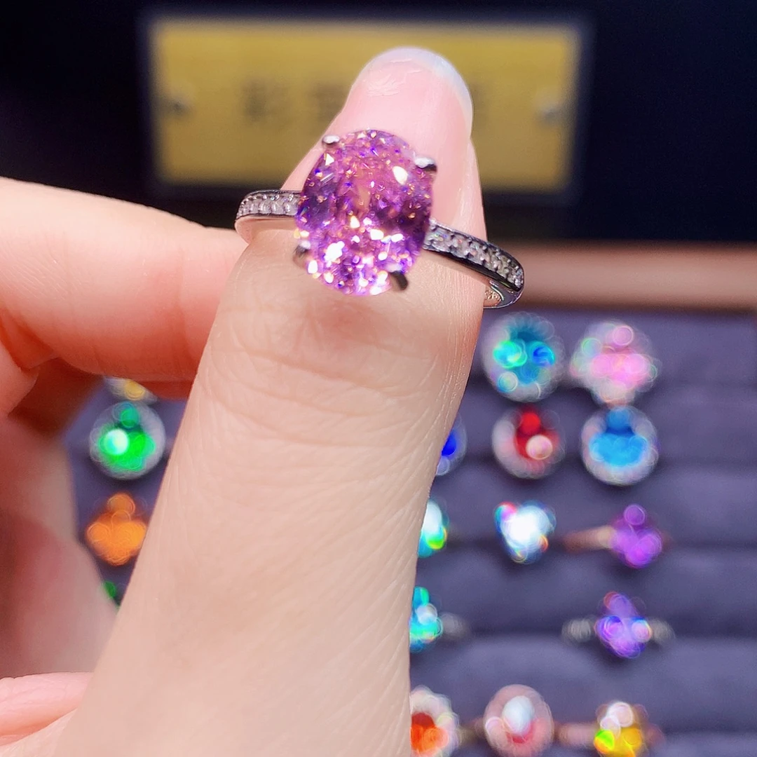 银S925镶嵌碧玺戒指粉色