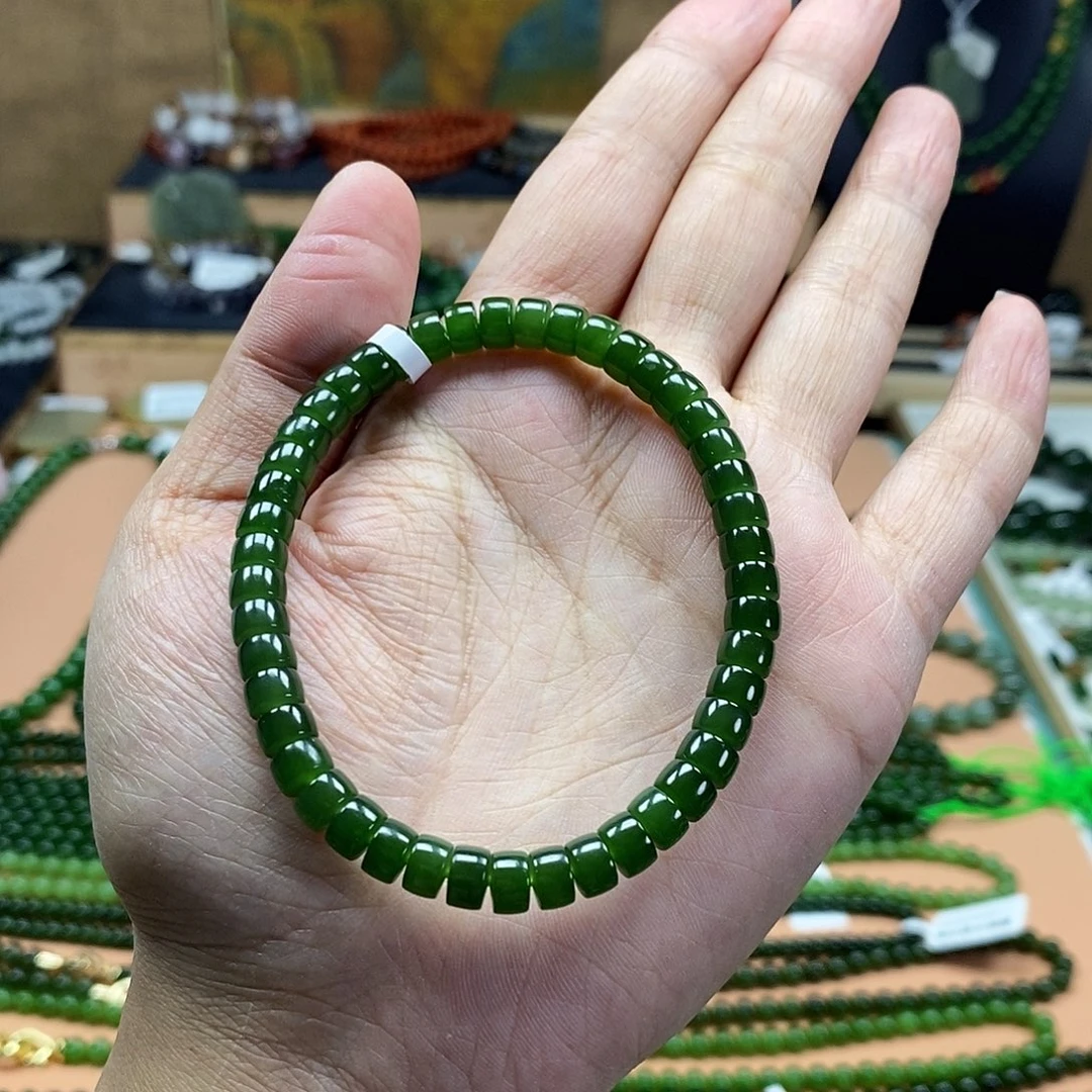 和田玉（碧玉）未镶嵌颈饰6mm菠菜