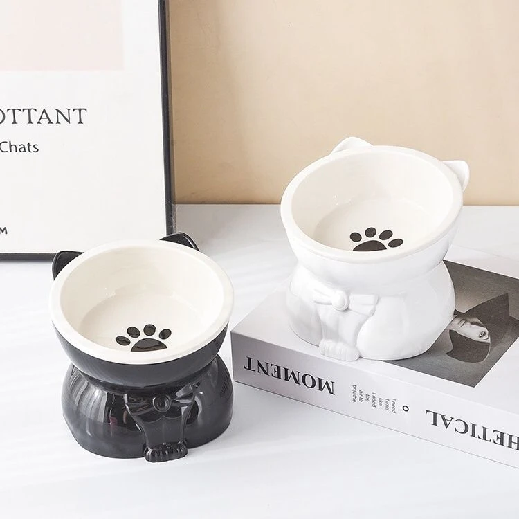 【护颈+防黑下巴】分体猫碗宠物碗陶瓷可爱猫咪吃饭碗喝水