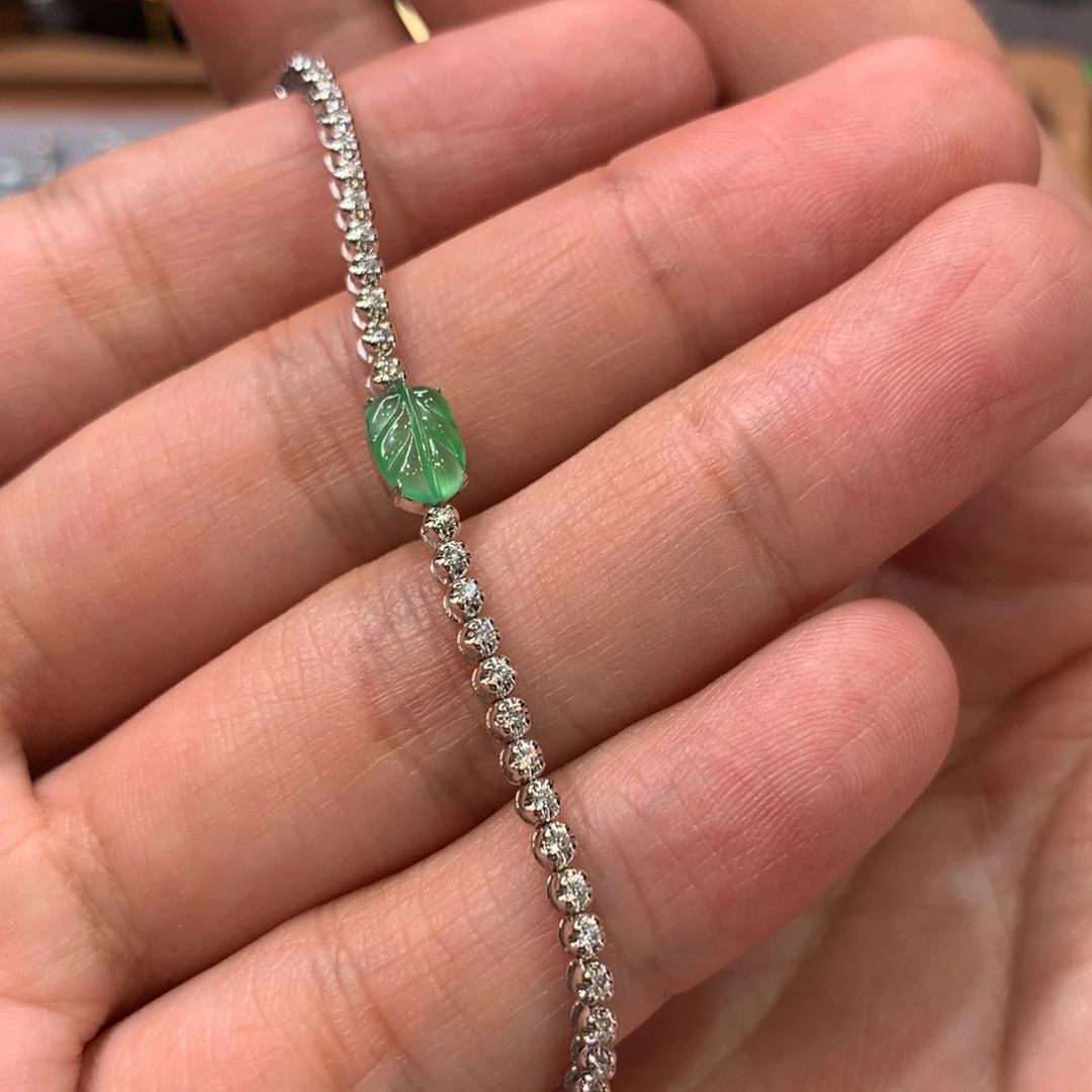 翡翠手链18K金镶嵌手链