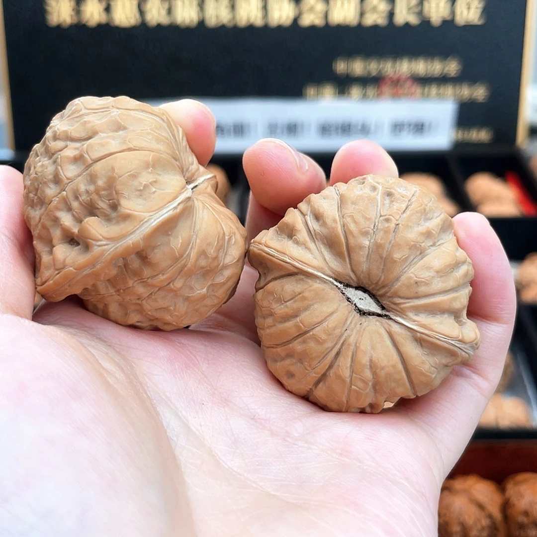 把件文玩核桃45尺边肚同尺正圆凹底近正肩全品红南瓜4533