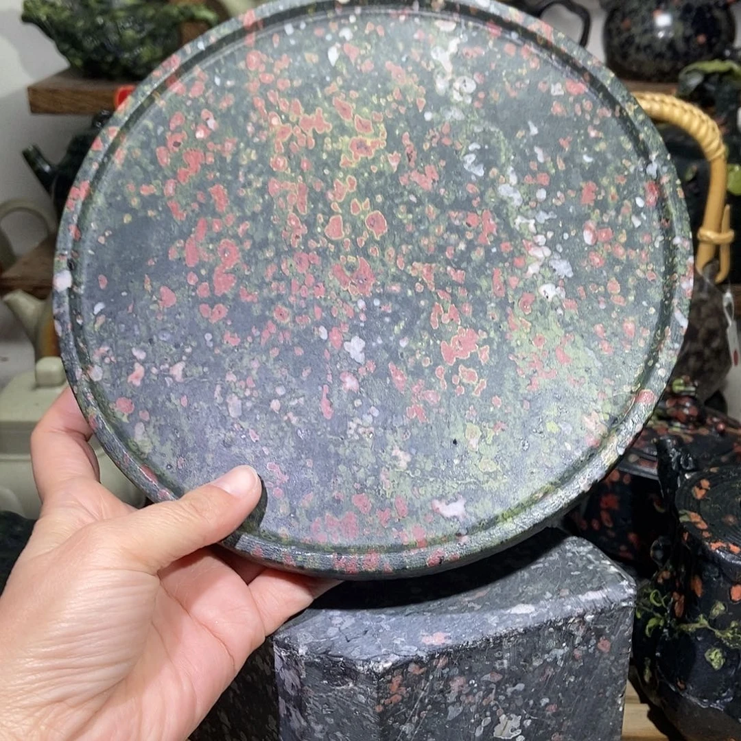 安山玉梅花玉茶盘直径20CM