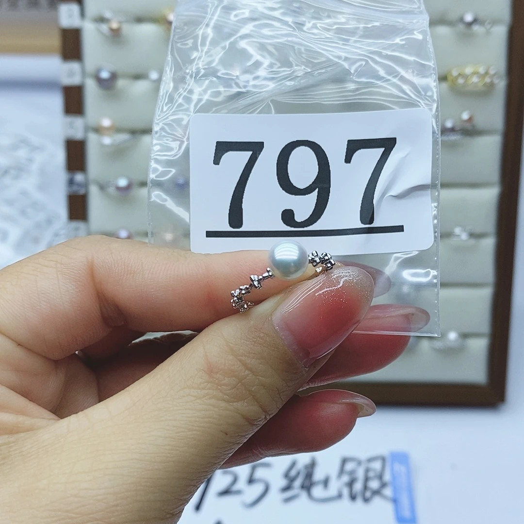 淡水珍珠戒指银S925镶嵌?*衿797