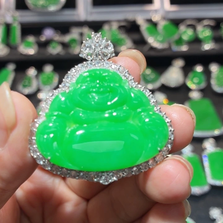 吊坠(不含链)18K金镶嵌翡翠翡翠