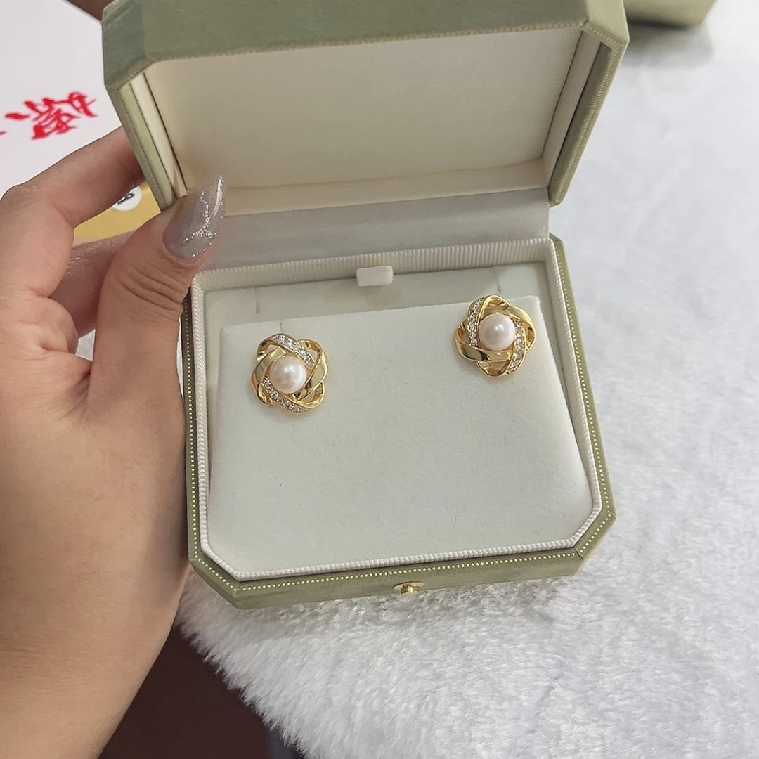 淡水珍珠耳饰银S925镶嵌