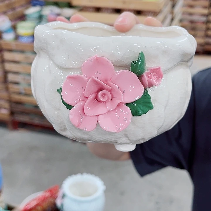 有孔，凑10元包邮陶瓷花盆发货！