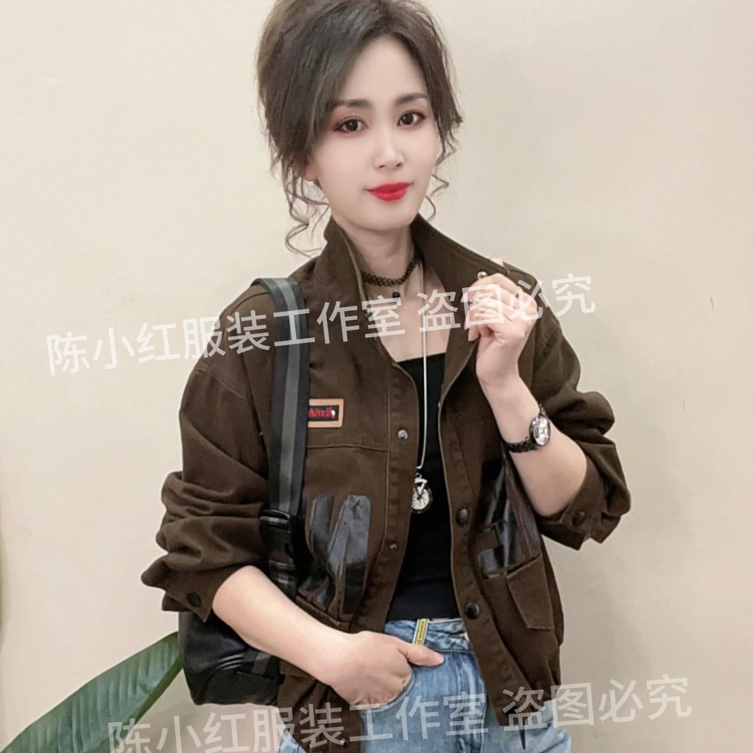 2025春季新款韩版立领字母牛仔外套女时尚休闲潮流短款上衣