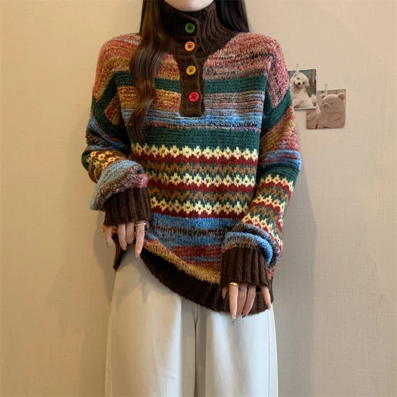 高级设计感超好看韩系慵懒风毛衣女2025秋冬新款小众百搭针织上衣