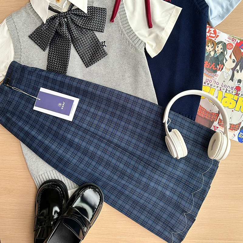 【津优高校】单拍裙子 新款校供感TR面料小格子长裙 日系学院JK制服