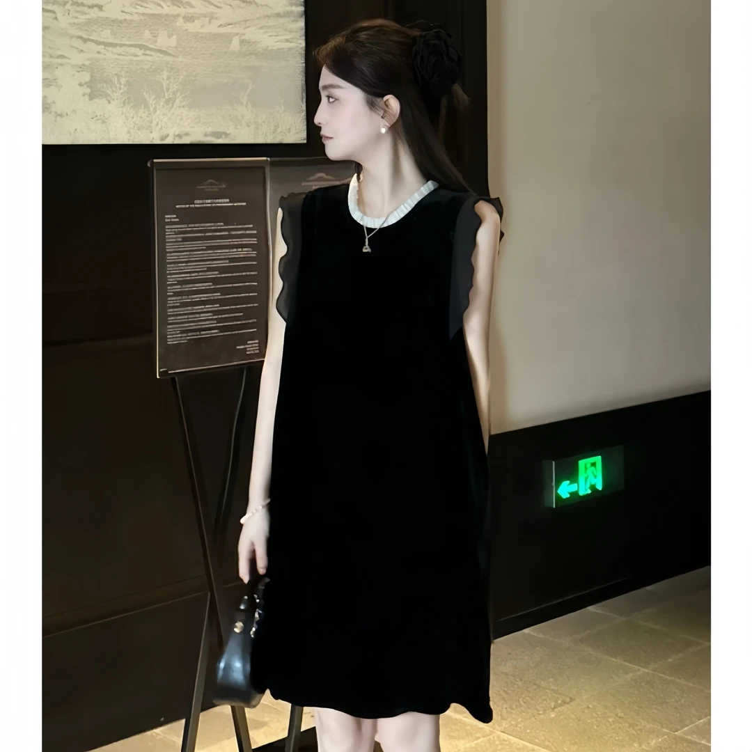 法式赫本风小个子无袖连衣裙女2025夏季新款宽松显瘦气质减龄裙子