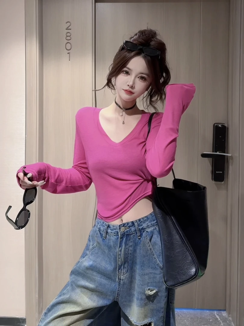 【CCDZ】夏季新品时尚百搭显瘦轻薄款V领辣妹防晒上衣女
