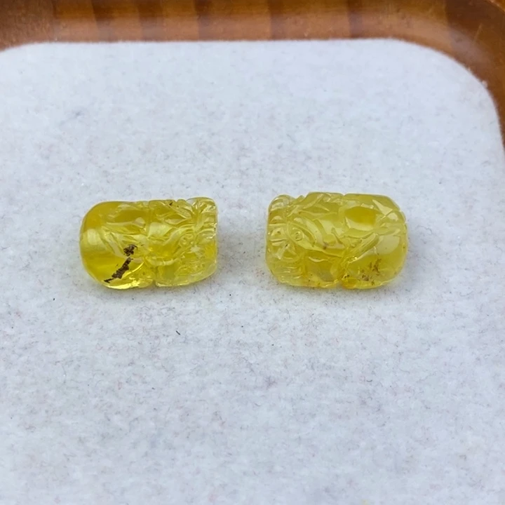 琥珀未镶嵌裸石微瑕花粉卡10➕