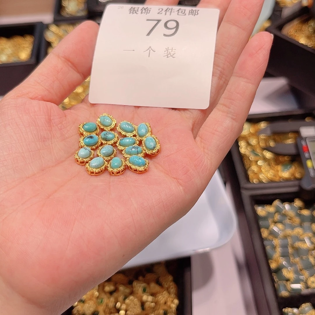 珠宝半成品水晶银S925镀金镶嵌79 。