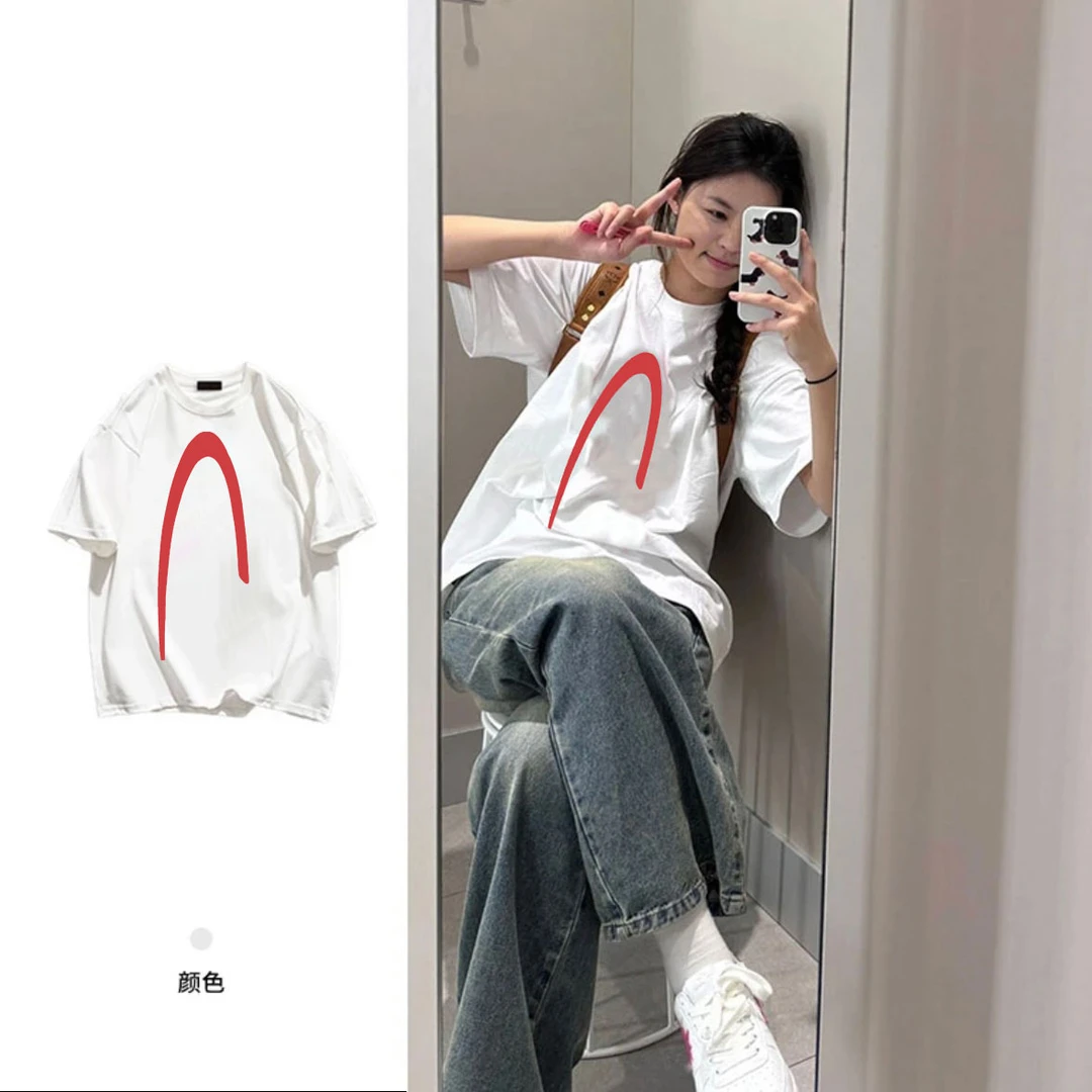 AZGO百搭宽松印花ins美式纯棉休闲小众学生圆领T恤（n）