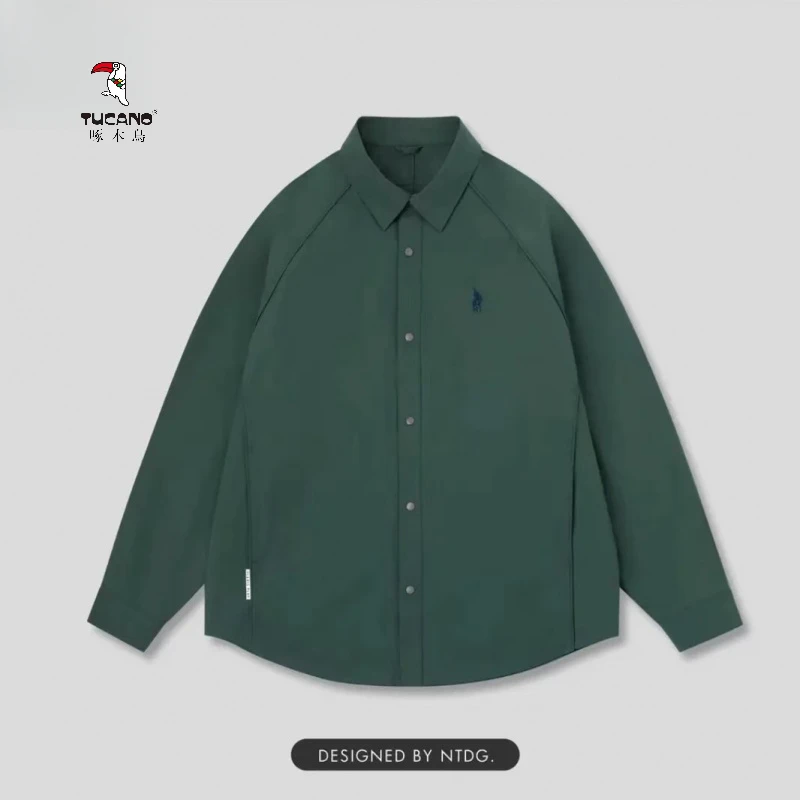 啄木鳥2025秋季新款时尚潮流翻领透气小刺绣休闲夹克上衣