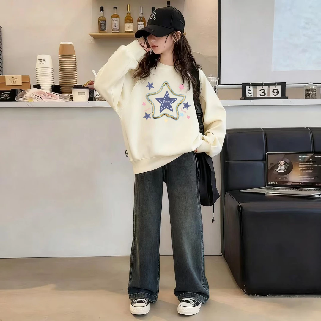 女童春秋纯棉卫衣2025秋冬新款童装儿童休闲百搭女大童洋气上衣