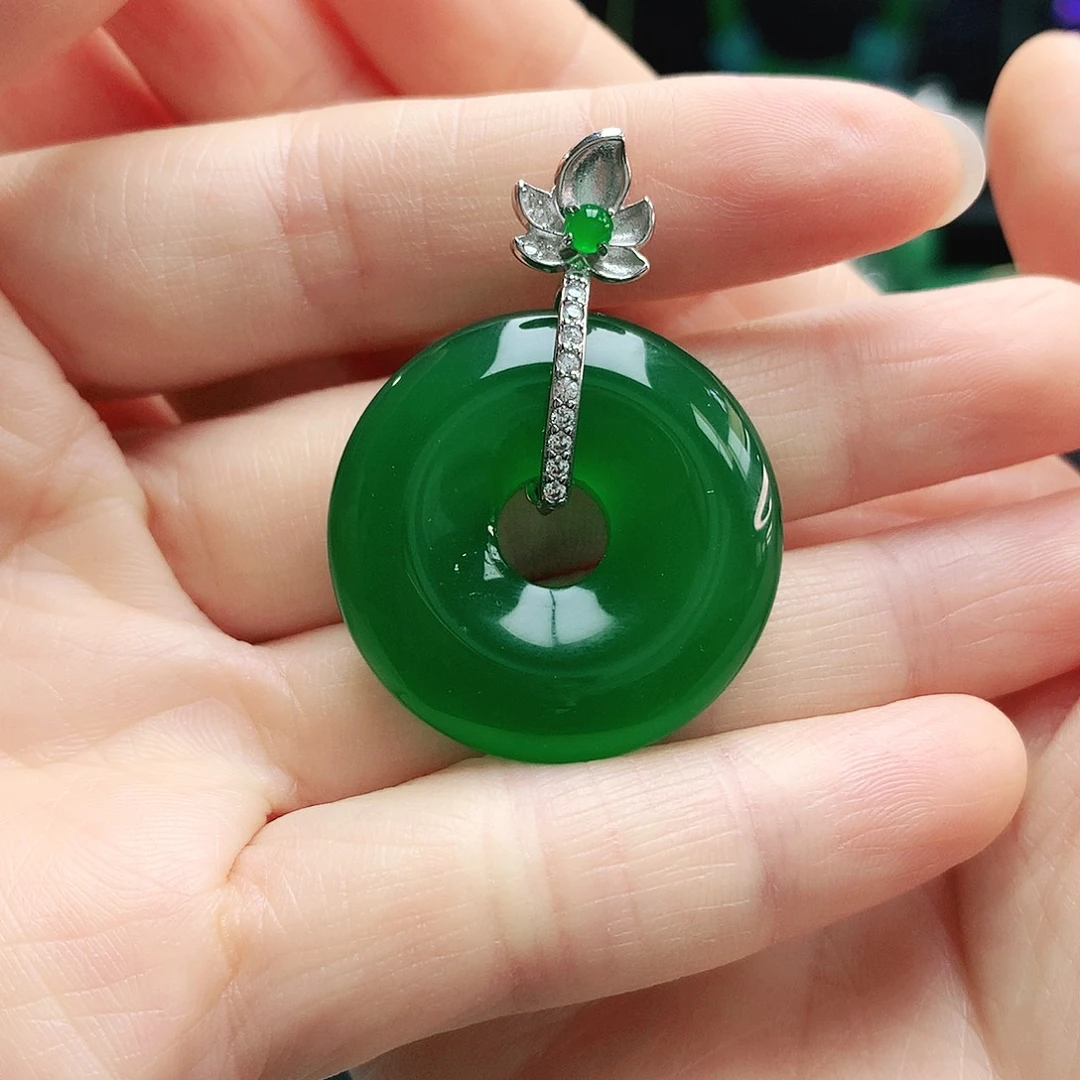 玛瑙/玉髓银S925镶嵌吊坠