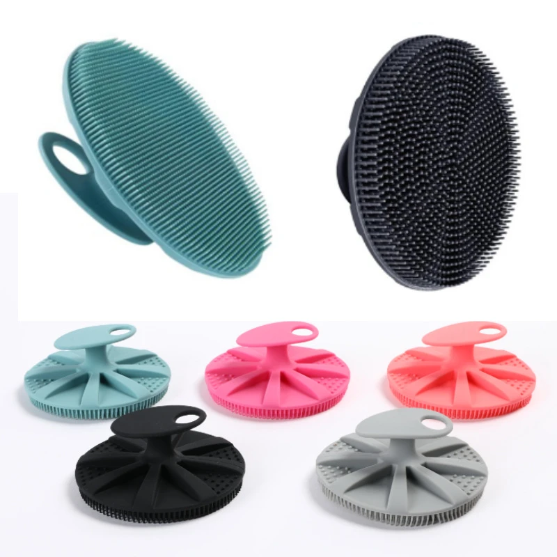 亚马逊爆款柔软硅胶按摩洗头刷去角质温和不伤肤身体清洁刷淋浴刷