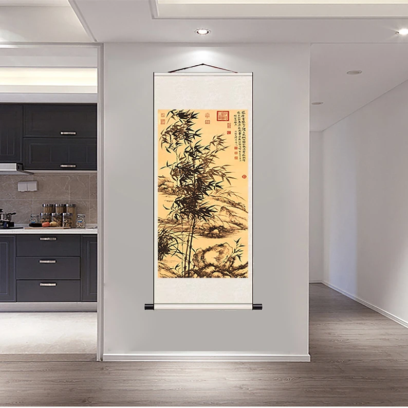 三尺《墨竹》-竖幅-玄关-花鸟挂画
