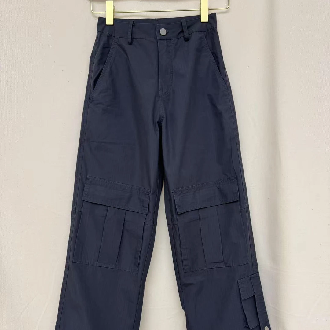 春秋洗水藏蓝做旧发白口袋工装裤 0918