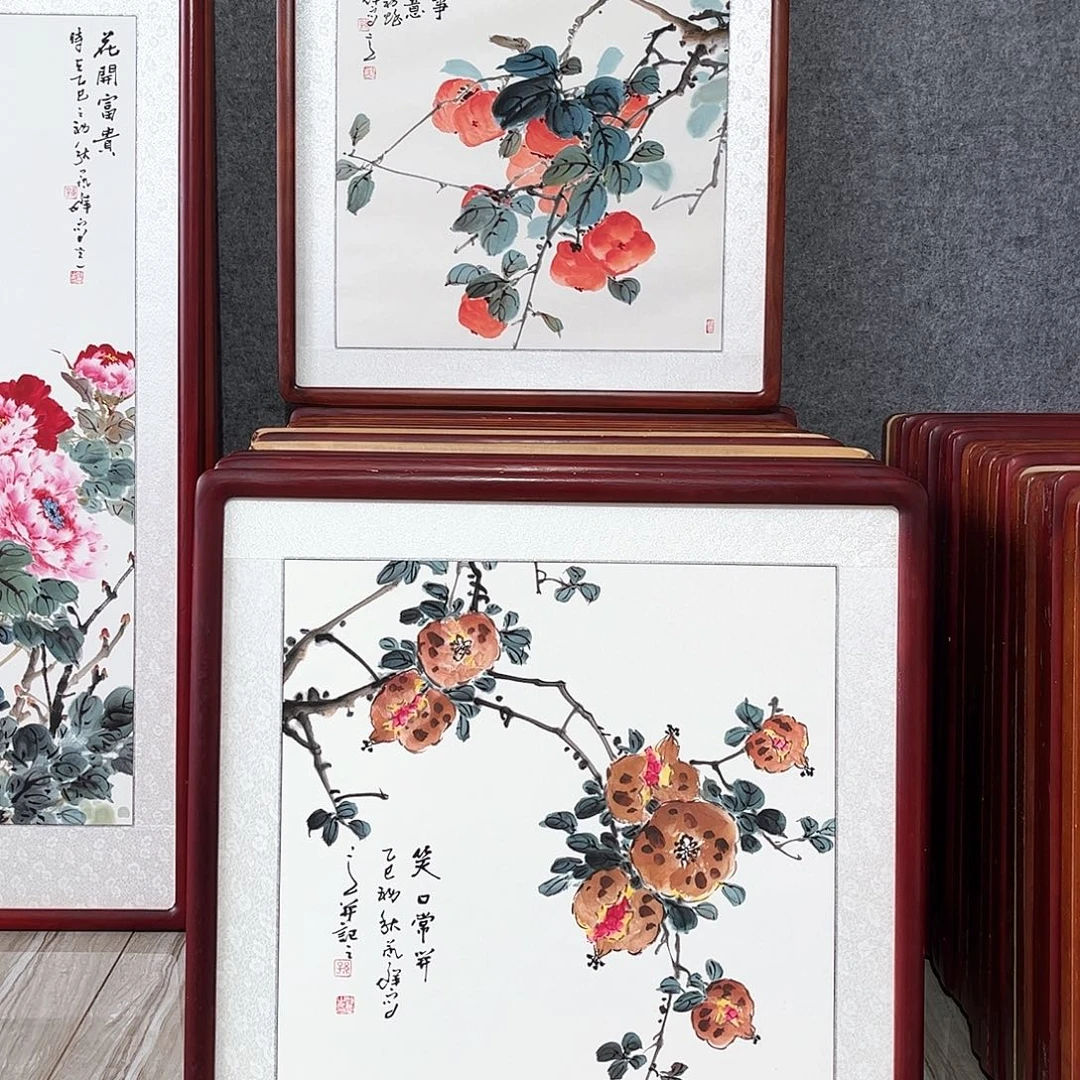 国画书画作品带框63×63