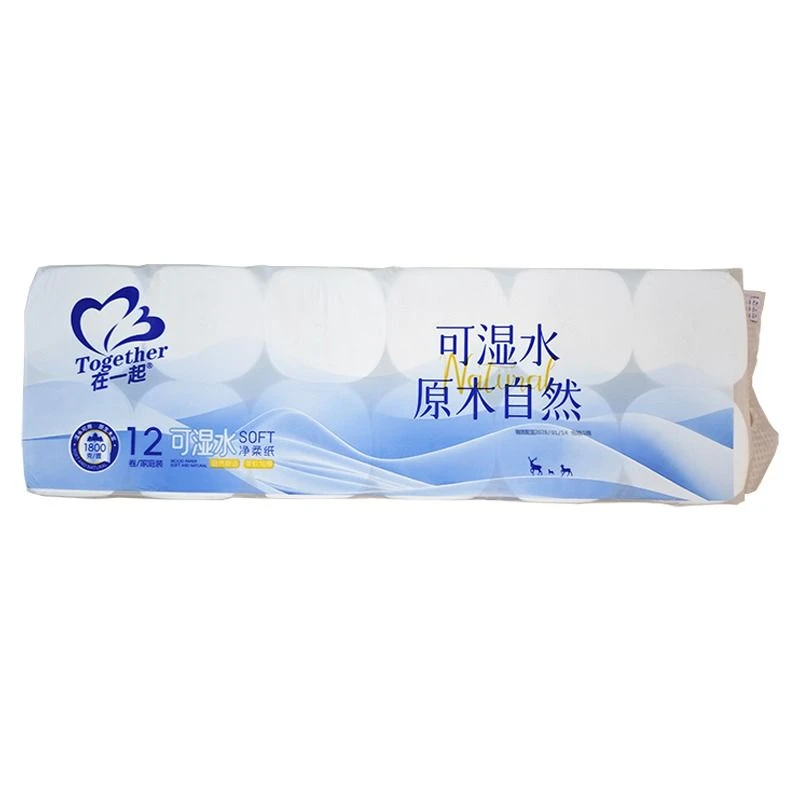 在一起可湿水原木自然卫生纸1800g/提