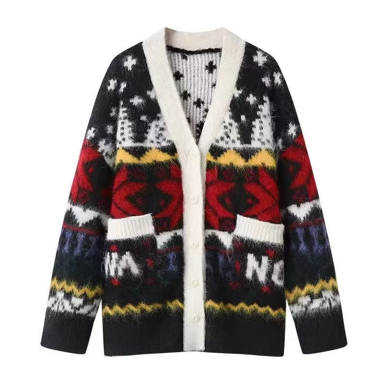 【白鹿孟子义同款】法式费尔岛慵懒风针织开衫毛衣外套女冬季