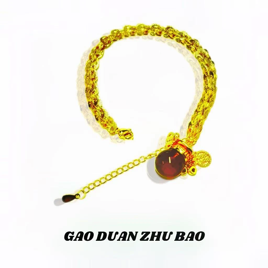 【梵总专属】BM-S144#天然珠宝国潮百搭气质蓝珀合金镶嵌凤尾手链