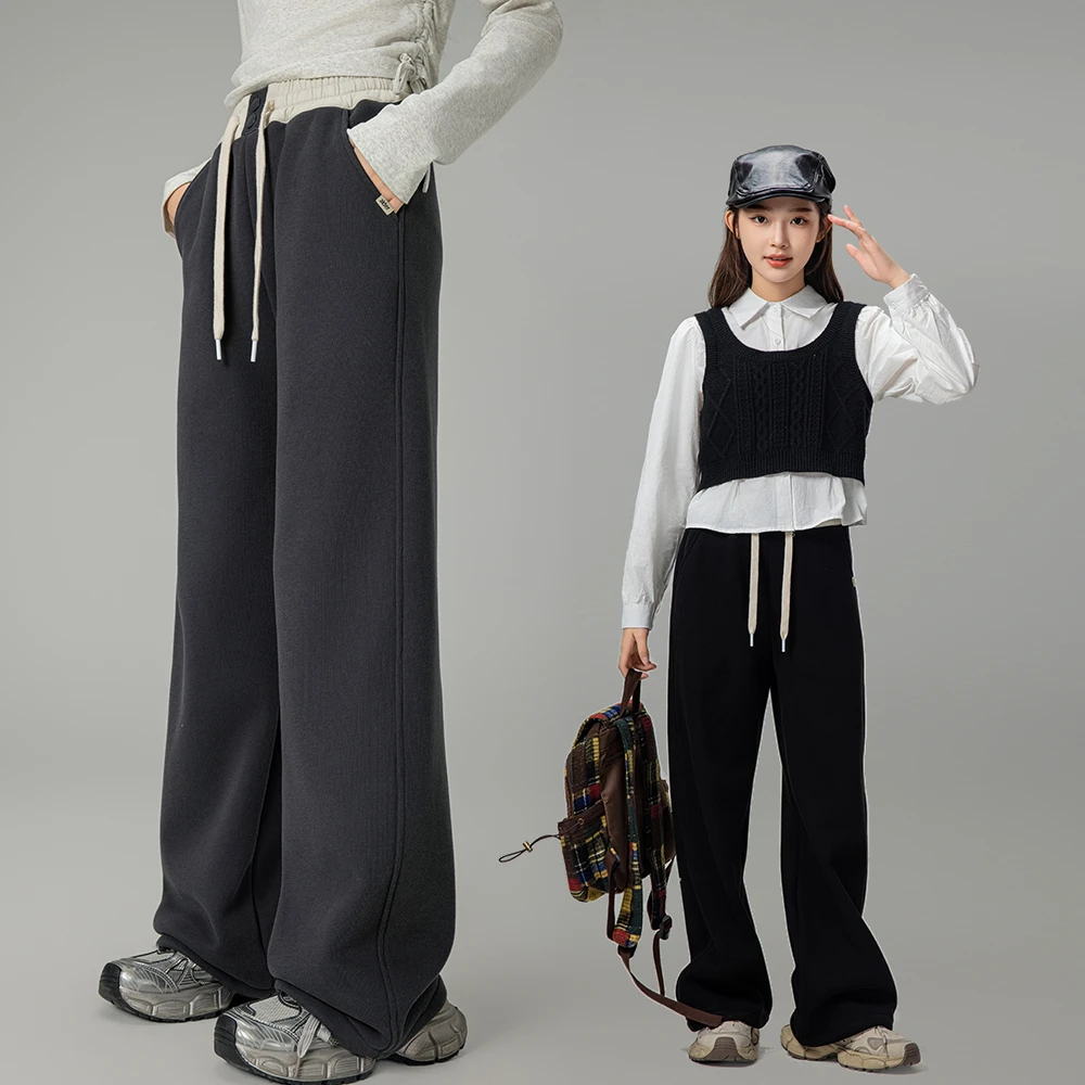 女童卫裤运动裤秋装2025新款百搭女大童直筒裤宽松初中生休闲裤