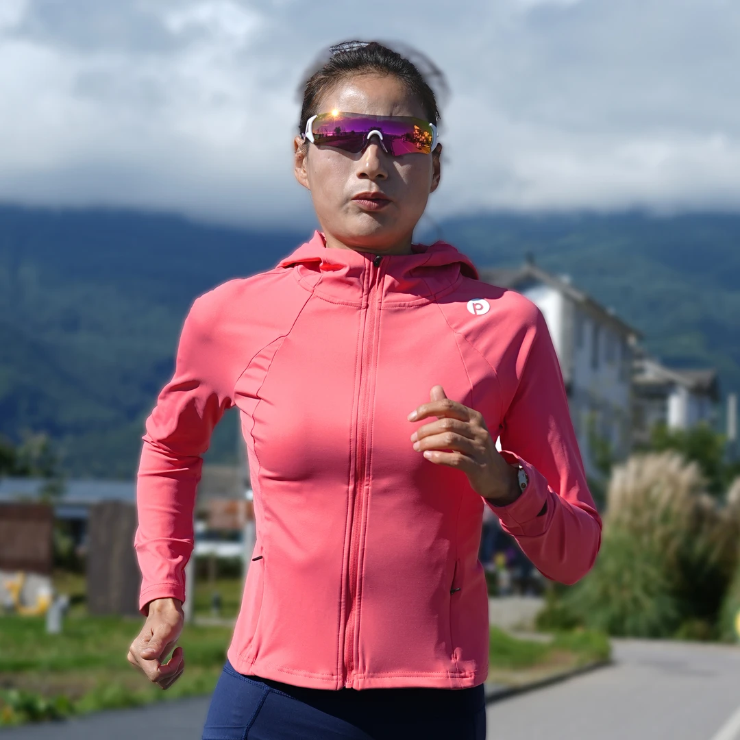 派晨【速干连帽跑步外套】户外运动马拉松训练女士保暖跑步外套秋季