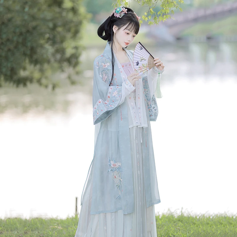 观南桥【宣清】原创宋制汉服仙气重工刺绣大袖衫中国风齐腰襦裙对襟