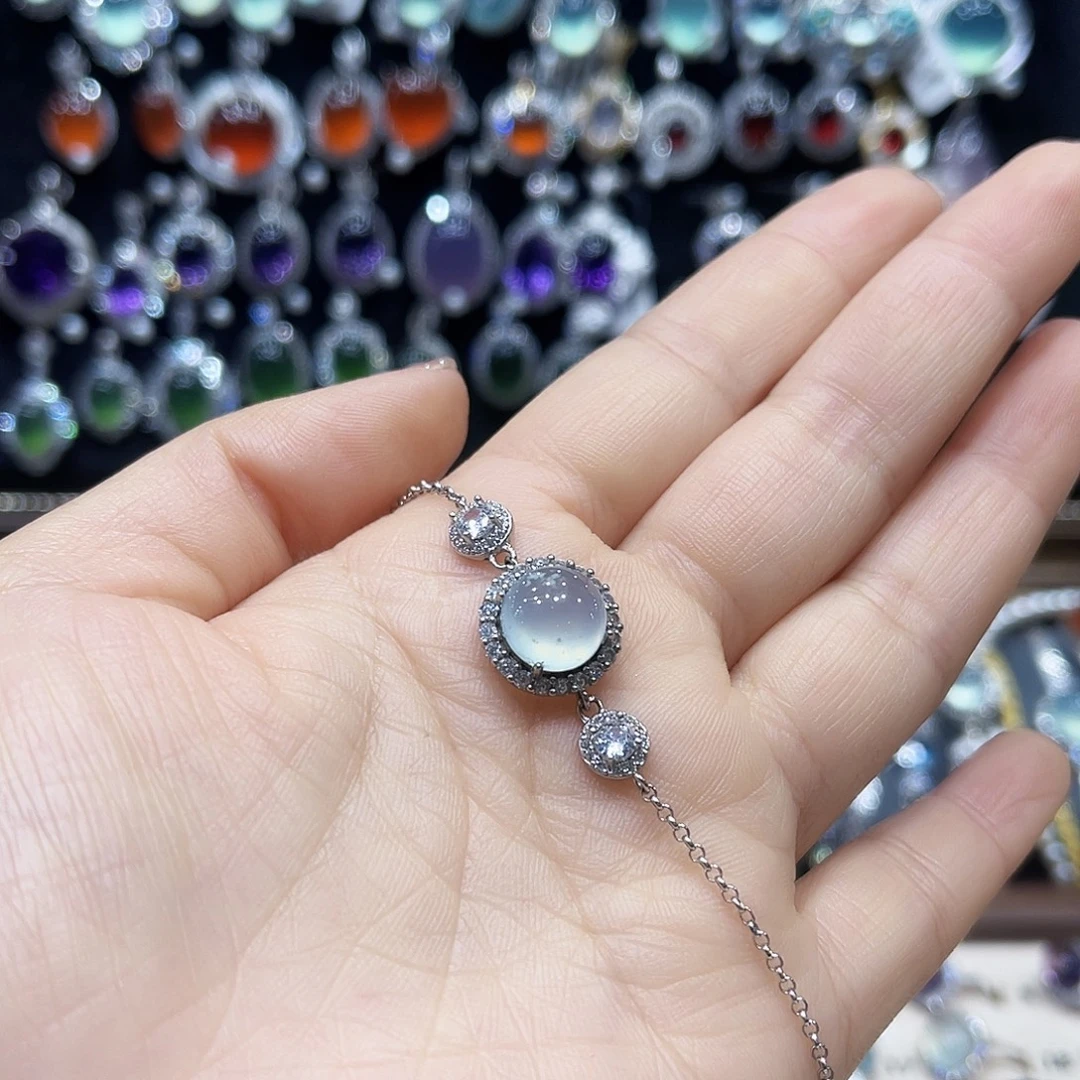 蛇纹石玉银S925镶嵌颈饰