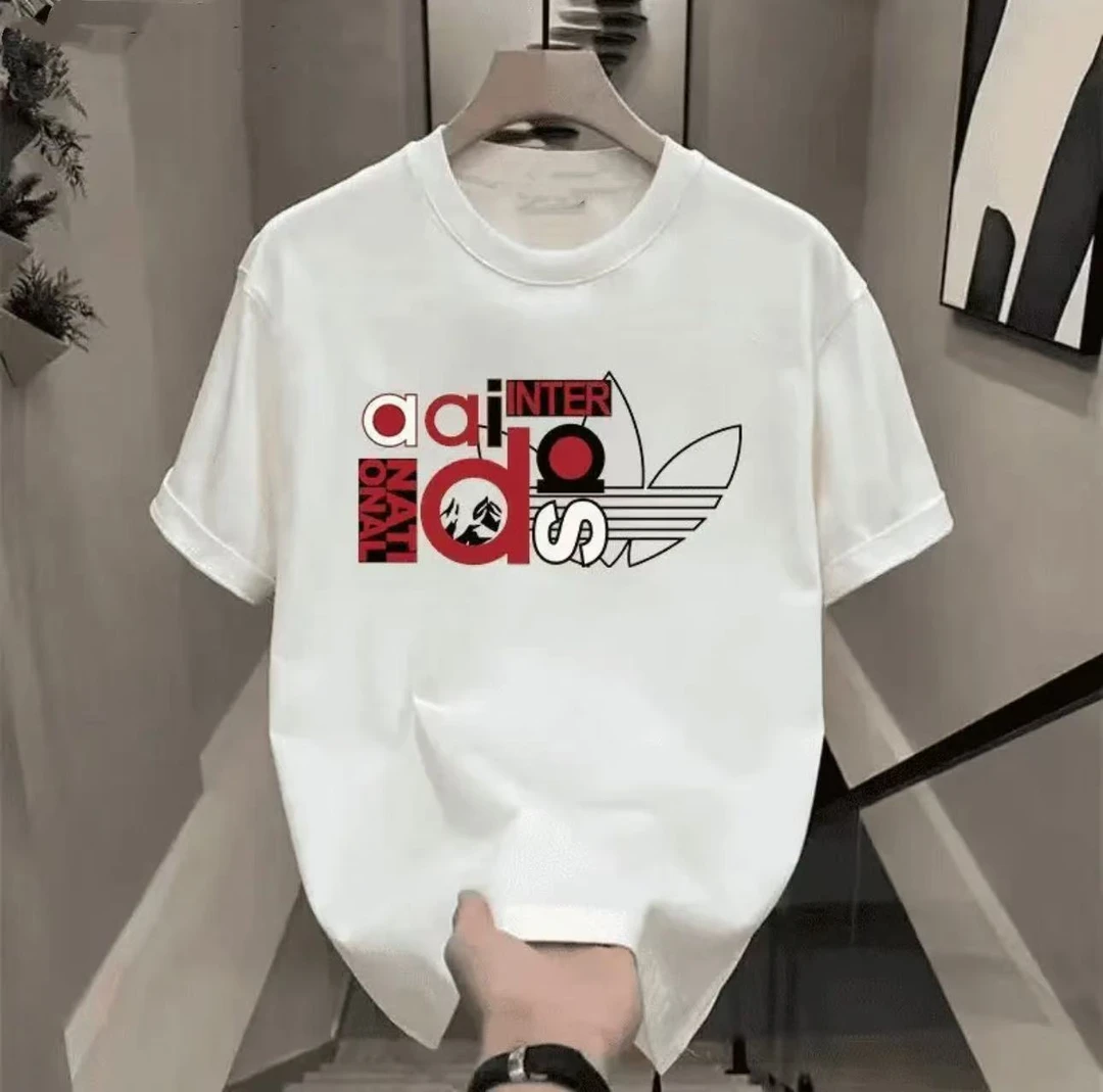 重磅新疆长绒棉夏季短袖男女休闲透气圆领印花纯棉T恤 021